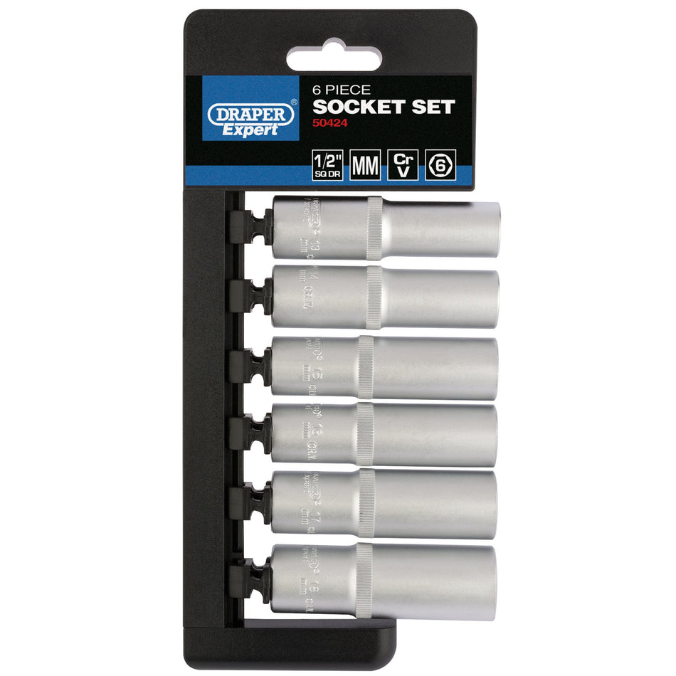 DRAPER 1/2" Sq. Dr. Metric Deep Socket Set (6 Piece): Model No. H6M/6PT/E