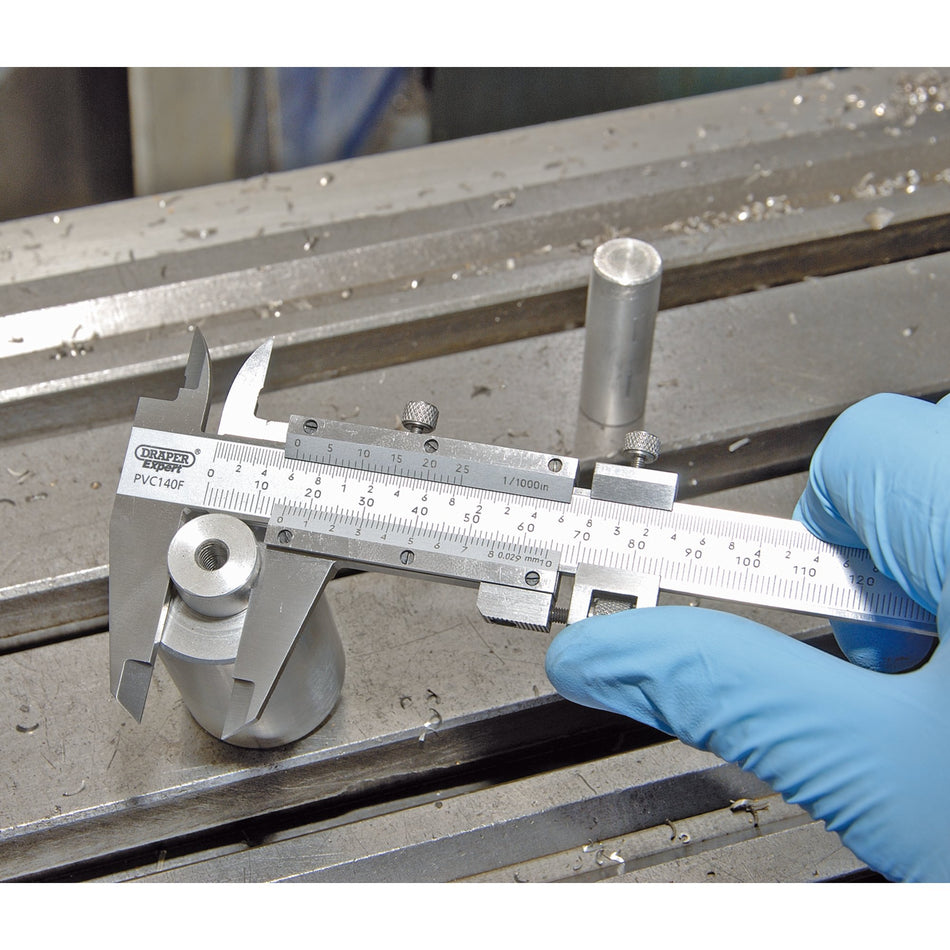 DRAPER Expert 0 - 140mm Vernier Caliper with Fine Adjustment: Model No.PVC140F