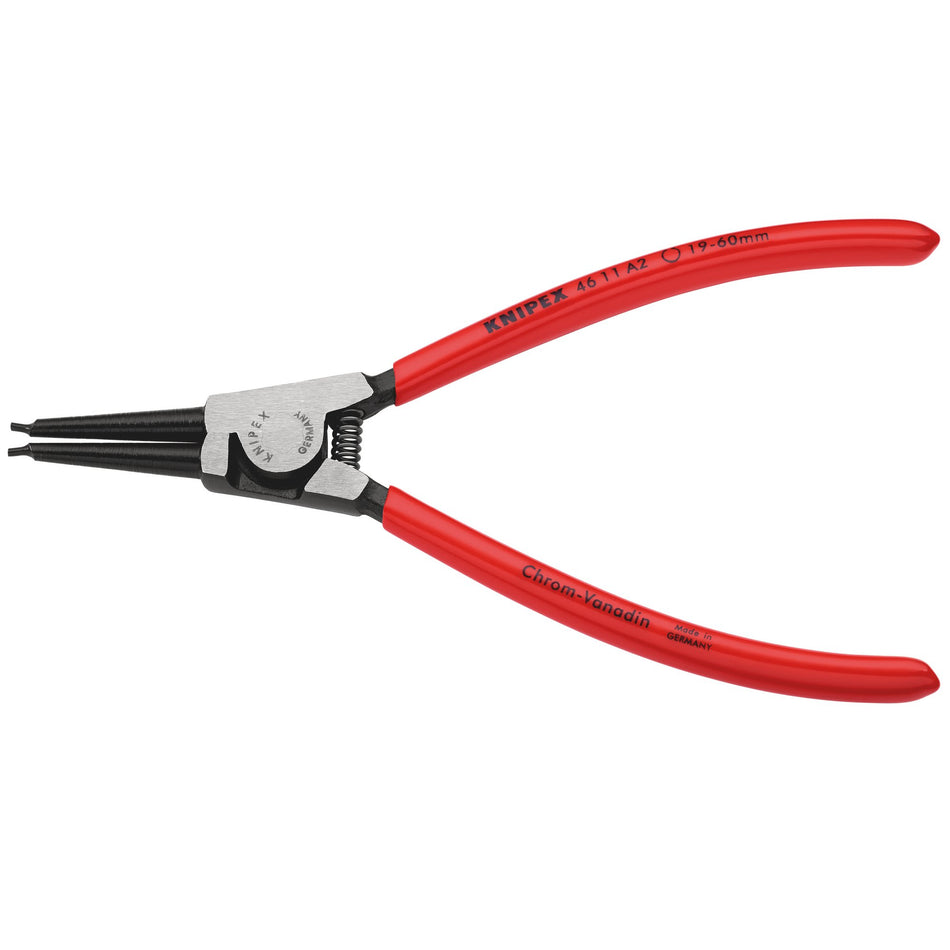 Knipex 19mm - 60mm A2 Straight External Circlip Pliers : Model No.46 11 A2 SBE