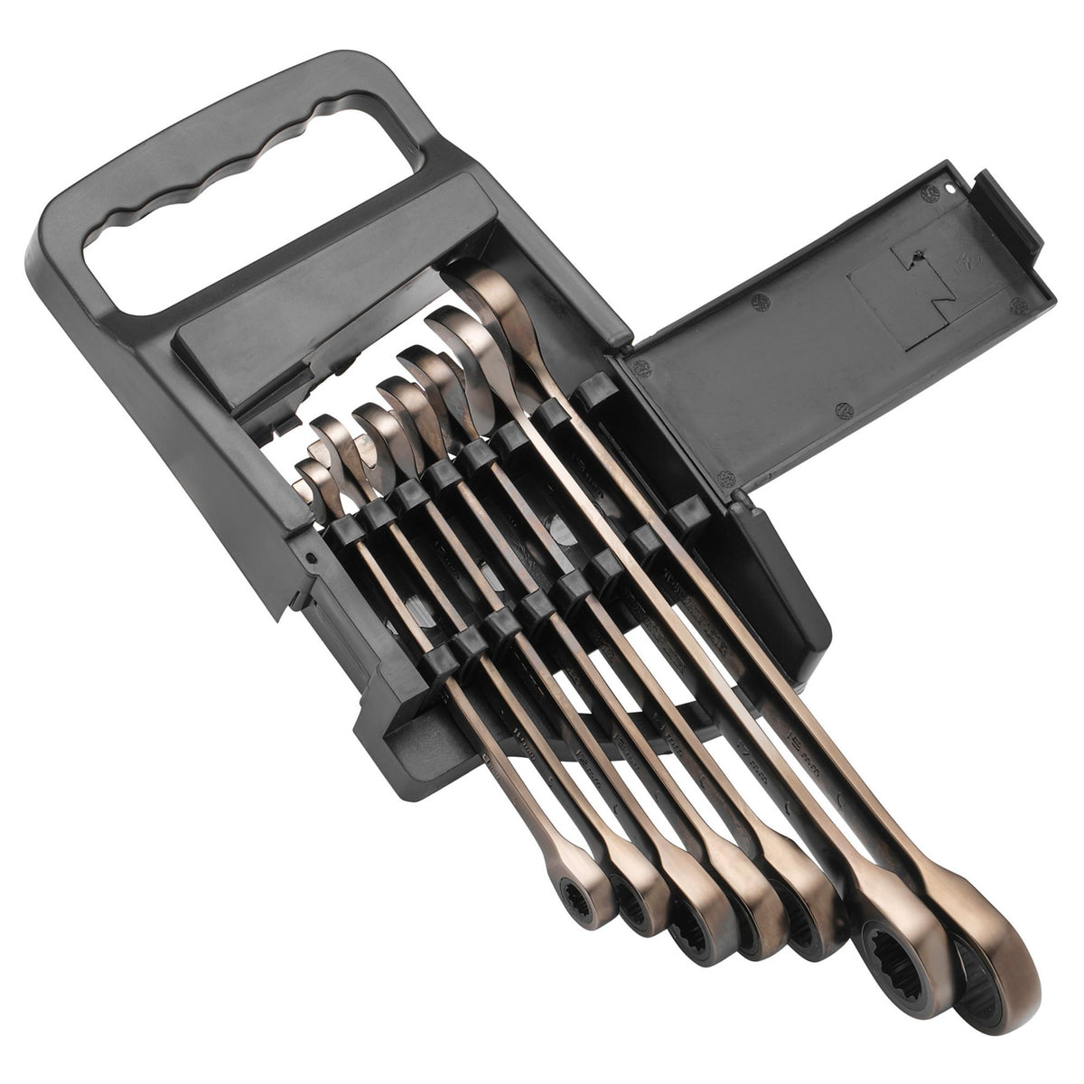 Metric Ratcheting Combination Spanner Set Draper Hi-Torq® (7 Piece) Model. No. 8230MM/7/BK