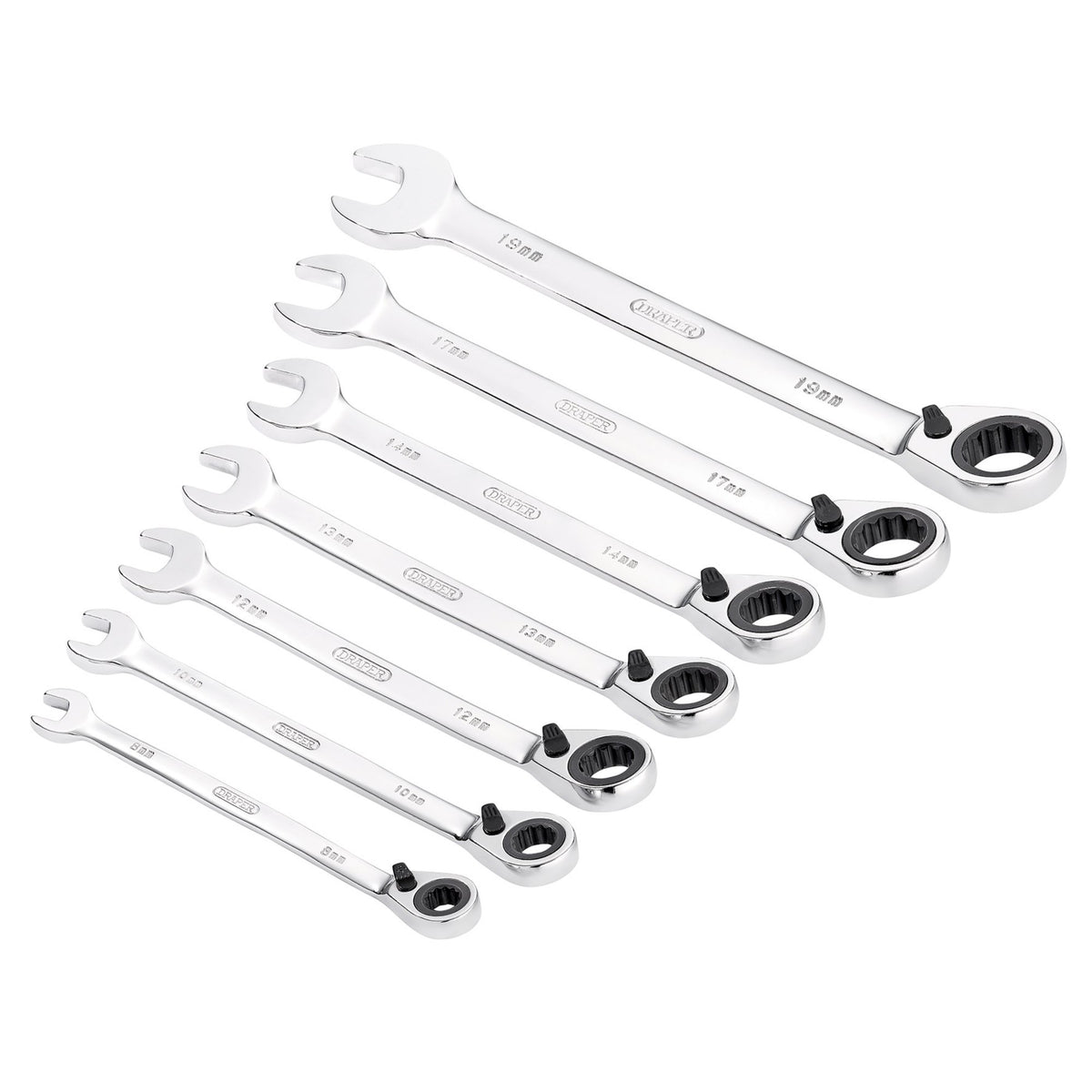 DRAPER Ratcheting Combination Spanner Set (7 piece): Model No.8230RMM/7