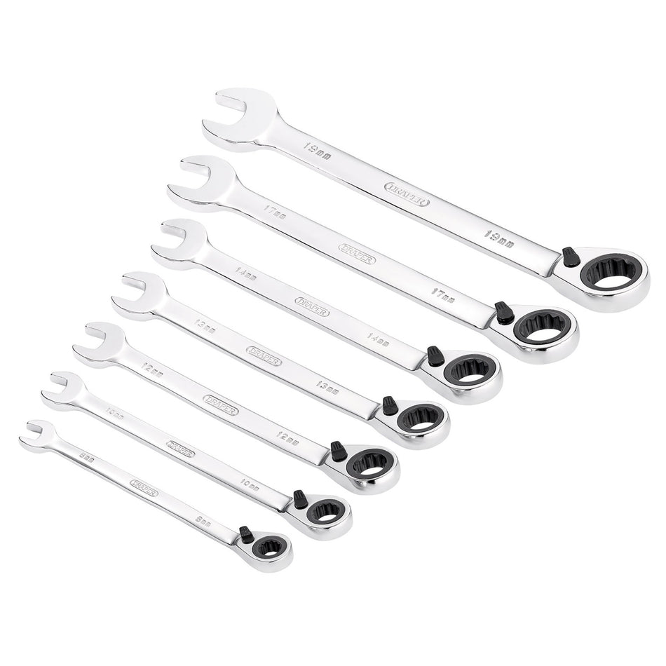 DRAPER Ratcheting Combination Spanner Set (7 piece): Model No.8230RMM/7