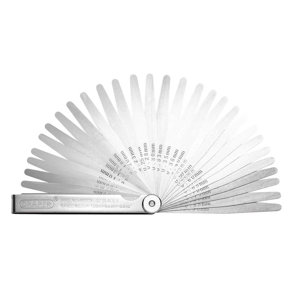DRAPER 32 Blade Combination Feeler Gauge Set: Model No.4620B