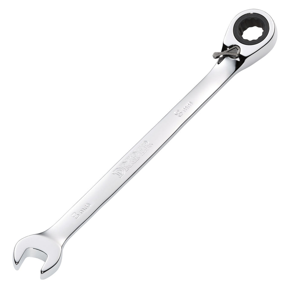 DRAPER 8mm Draper Hi-Torq ; Metric Reversible Ratcheting Combination Spanner: Model No.8230RMMB