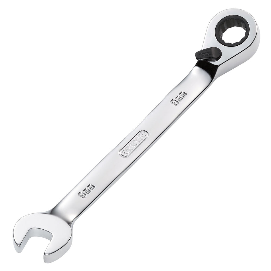 DRAPER 9mm Draper Hi-Torq ; Metric Reversible Ratcheting Combination Spanner: Model No.8230RMMB