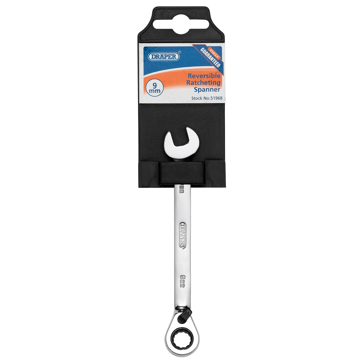DRAPER 9mm Draper Hi-Torq ; Metric Reversible Ratcheting Combination Spanner: Model No.8230RMMB