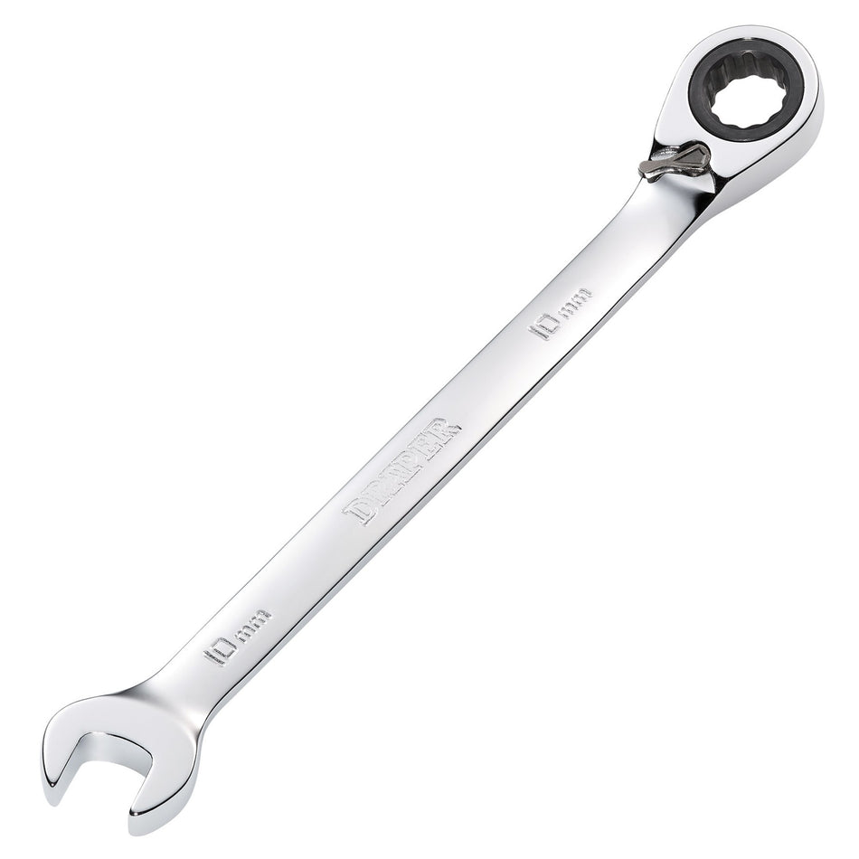 DRAPER 10mm Draper Hi-Torq ; Metric Reversible Ratcheting Combination Spanner: Model No.8230RMMB