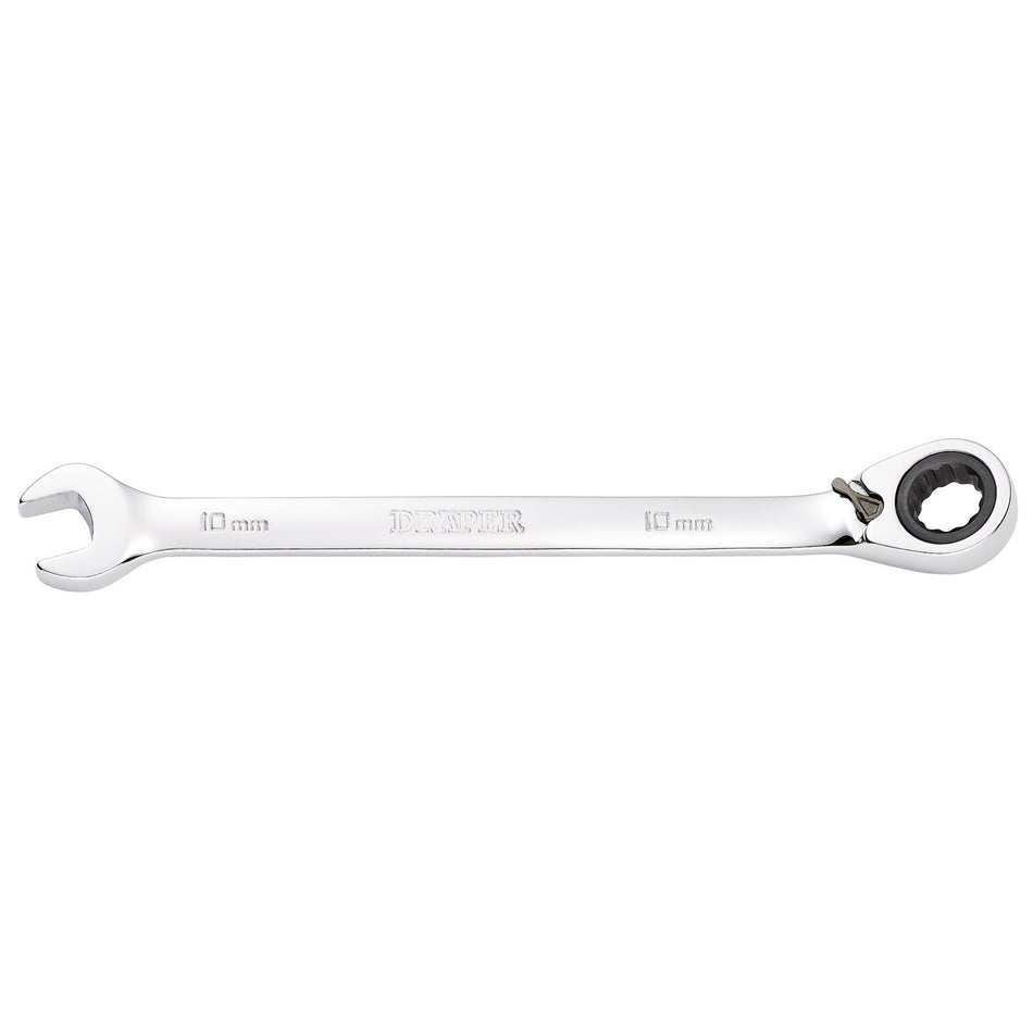 DRAPER 10mm Draper Hi-Torq ; Metric Reversible Ratcheting Combination Spanner: Model No.8230RMMB