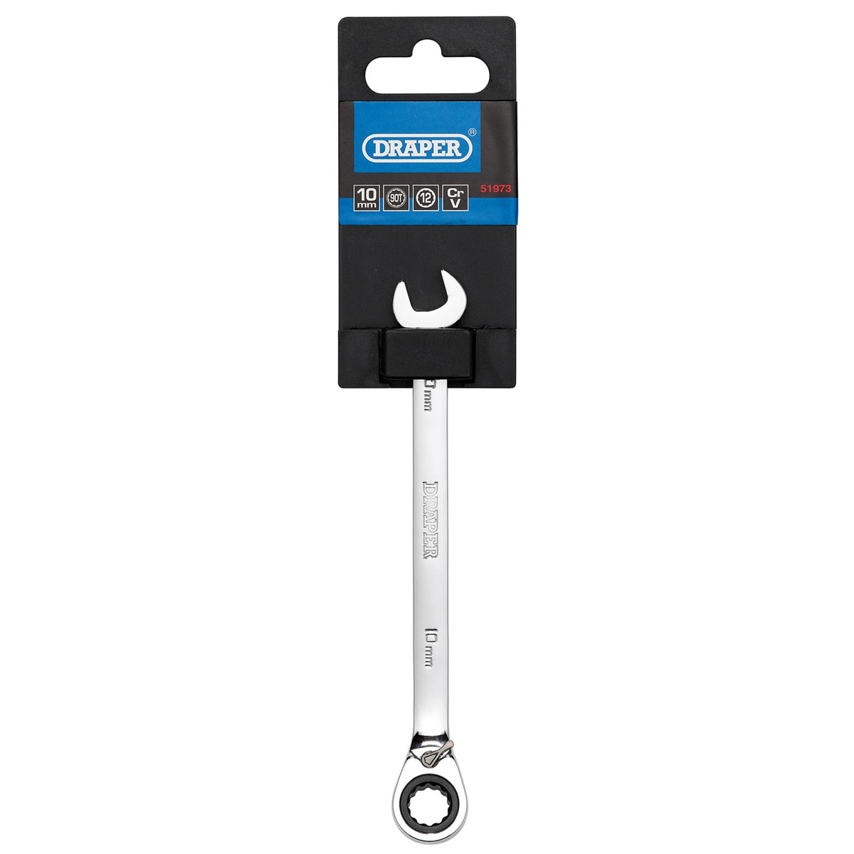DRAPER 10mm Draper Hi-Torq ; Metric Reversible Ratcheting Combination Spanner: Model No.8230RMMB
