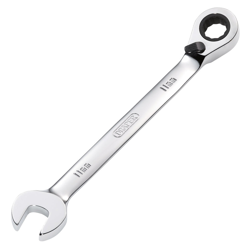 DRAPER 11mm Draper Hi-Torq ; Metric Reversible Ratcheting Combination Spanner: Model No.8230RMMB