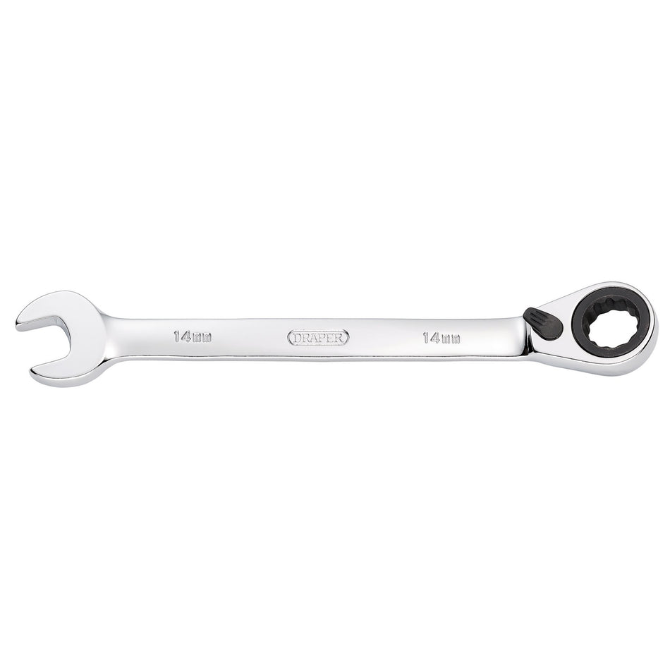 DRAPER 14mm Draper Hi-Torq ; Metric Reversible Ratcheting Combination Spanner: Model No.8230RMMB