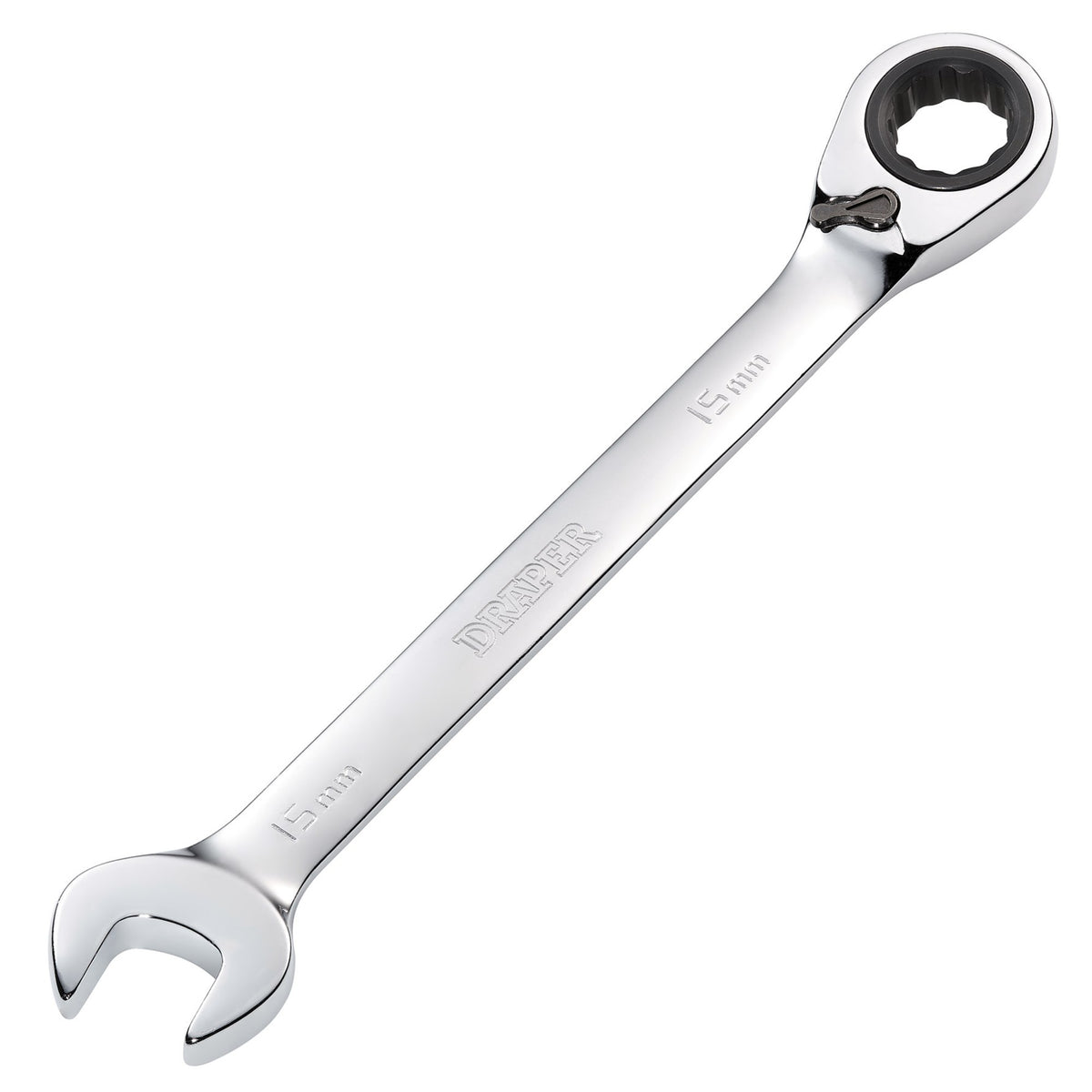 DRAPER 15mm Draper Hi-Torq ; Metric Reversible Ratcheting Combination Spanner: Model No.8230RMMB