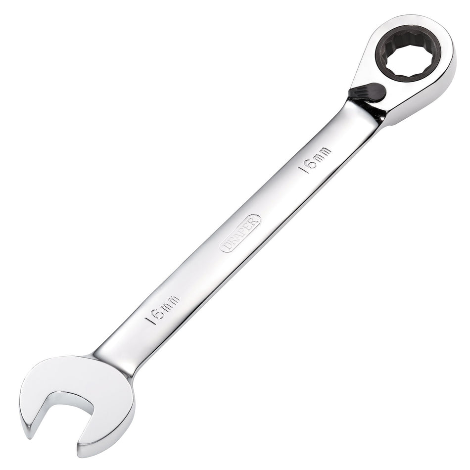 DRAPER 16mm Draper Hi-Torq ; Metric Reversible Ratcheting Combination Spanner: Model No.8230RMMB