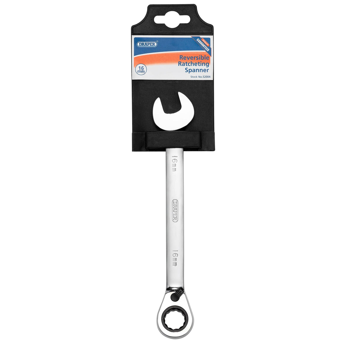 DRAPER 16mm Draper Hi-Torq ; Metric Reversible Ratcheting Combination Spanner: Model No.8230RMMB