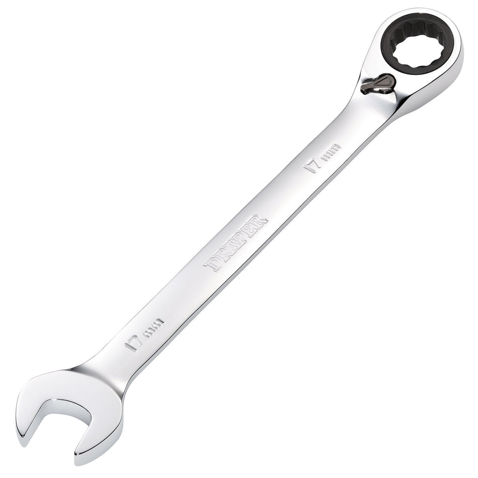 DRAPER 17mm Draper Hi-Torq ; Metric Reversible Ratcheting Combination Spanner: Model No.8230RMMB