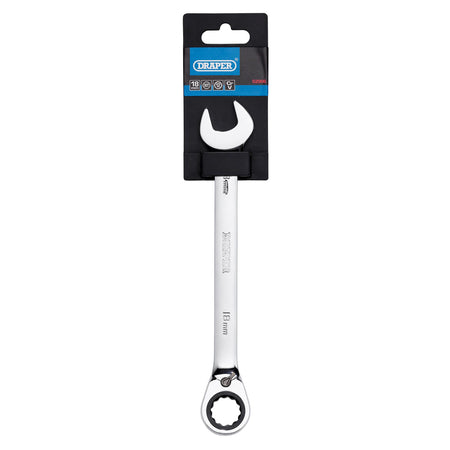 DRAPER 18mm Draper Hi-Torq ; Metric Reversible Ratcheting Combination Spanner: Model No.8230RMMB