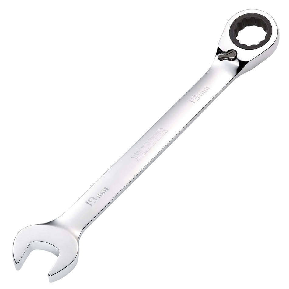 DRAPER 19mm Draper Hi-Torq ; Metric Reversible Ratcheting Combination Spanner: Model No.8230RMMB