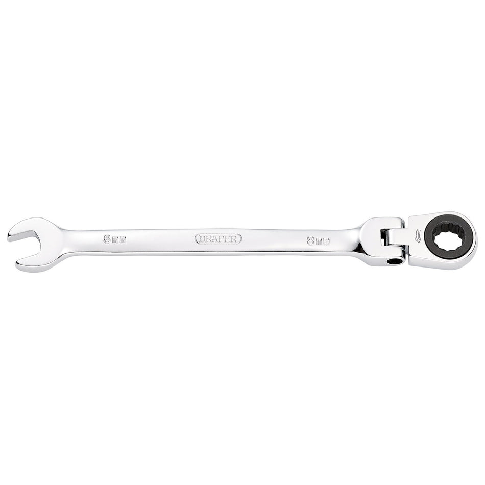 DRAPER 8mm Draper Hi-Torq ; Metric Flexible Head Ratcheting Combination Spanner: Model No.8230FMMB