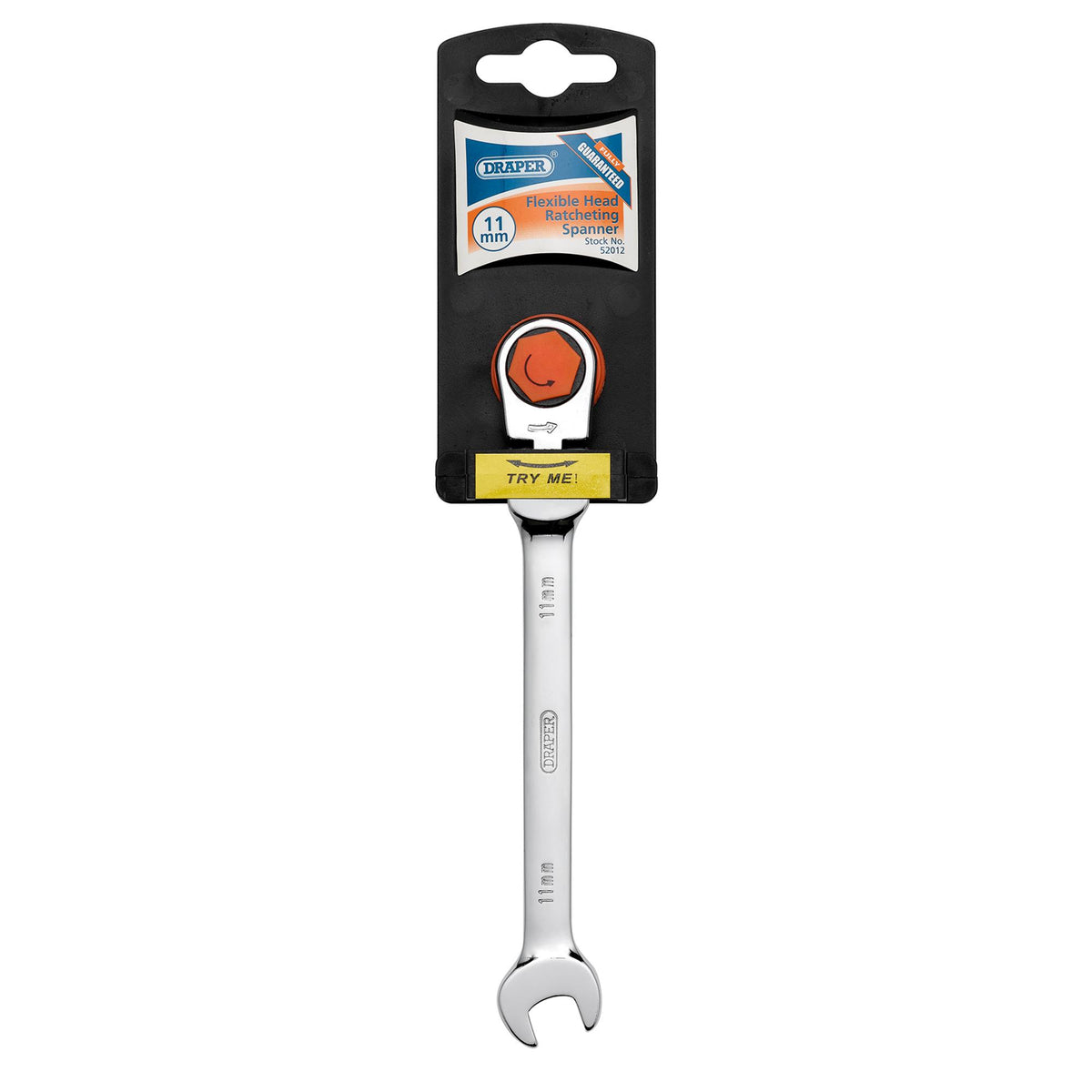DRAPER 11mm Draper Hi-Torq ; Metric Flexible Head Ratcheting Combination Spanner: Model No.8230FMMB