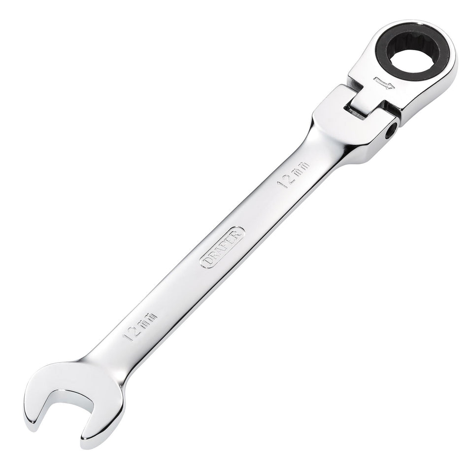 DRAPER 12mm Draper Hi-Torq ; Metric Flexible Head Ratcheting Combination Spanner: Model No.8230FMMB
