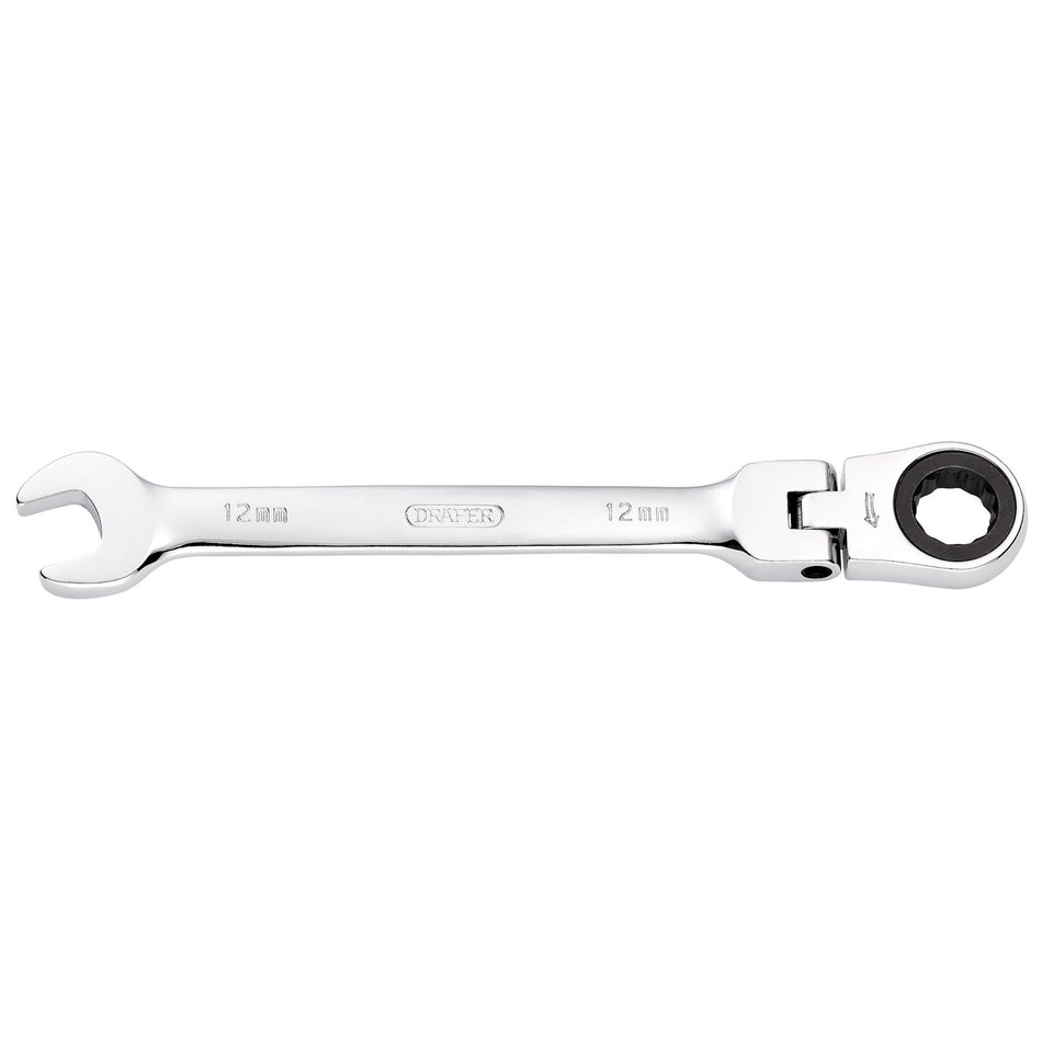 DRAPER 12mm Draper Hi-Torq ; Metric Flexible Head Ratcheting Combination Spanner: Model No.8230FMMB