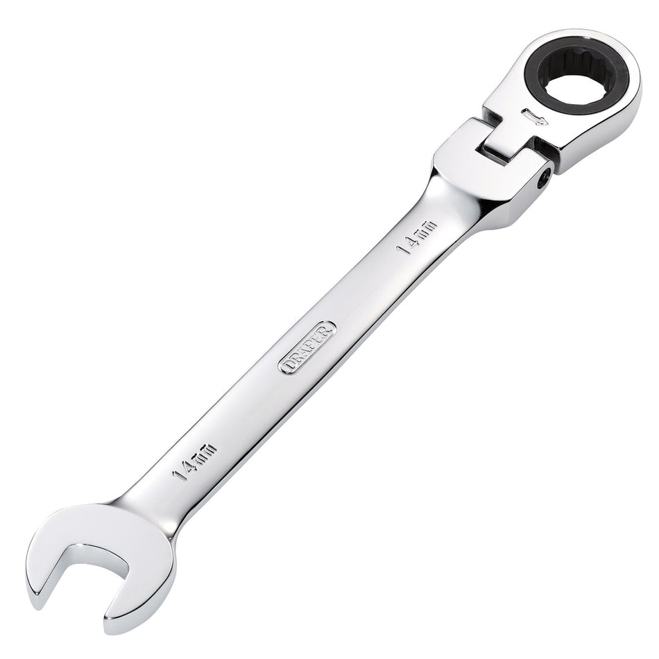 Draper HI-TORQ Metric Flexible Head Ratcheting Combination Spanner, 14mm : Model No. 8230FMMB