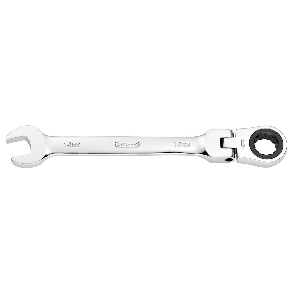 Draper HI-TORQ Metric Flexible Head Ratcheting Combination Spanner, 14mm : Model No. 8230FMMB
