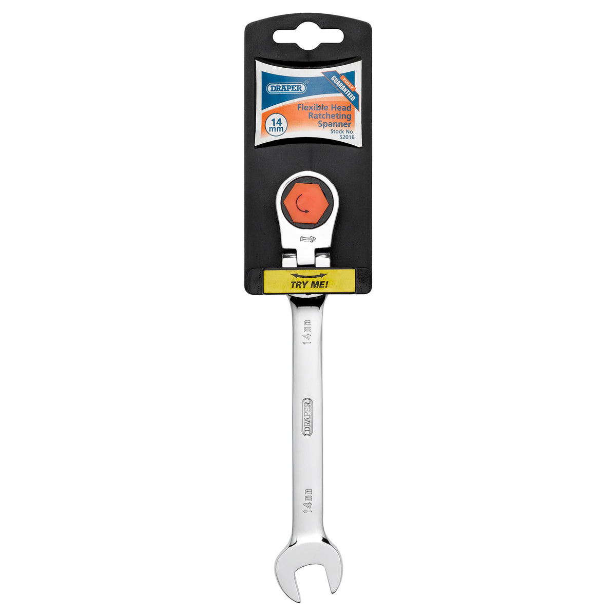 Draper HI-TORQ Metric Flexible Head Ratcheting Combination Spanner, 14mm : Model No. 8230FMMB