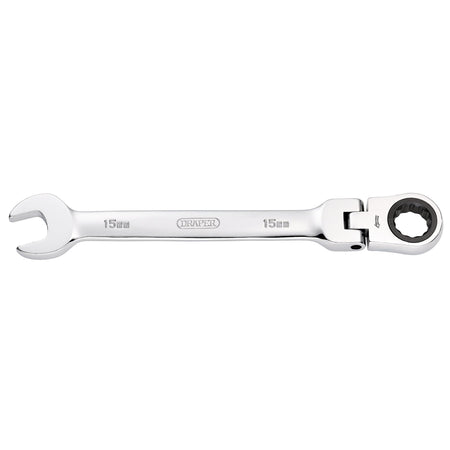 DRAPER 15mm Draper Hi-Torq ; Metric Flexible Head Ratcheting Combination Spanner: Model No.8230FMMB
