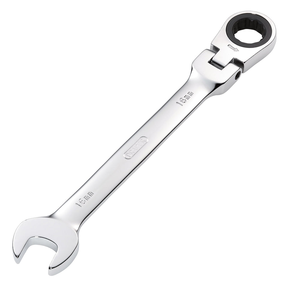DRAPER 16mm Draper Hi-Torq ; Metric Flexible Head Ratcheting Combination Spanner: Model No.8230FMMB