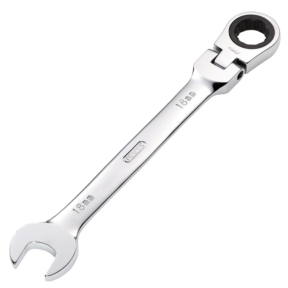 DRAPER 18mm Draper Hi-Torq ; Metric Flexible Head Ratcheting Combination Spanner: Model No.8230FMMB