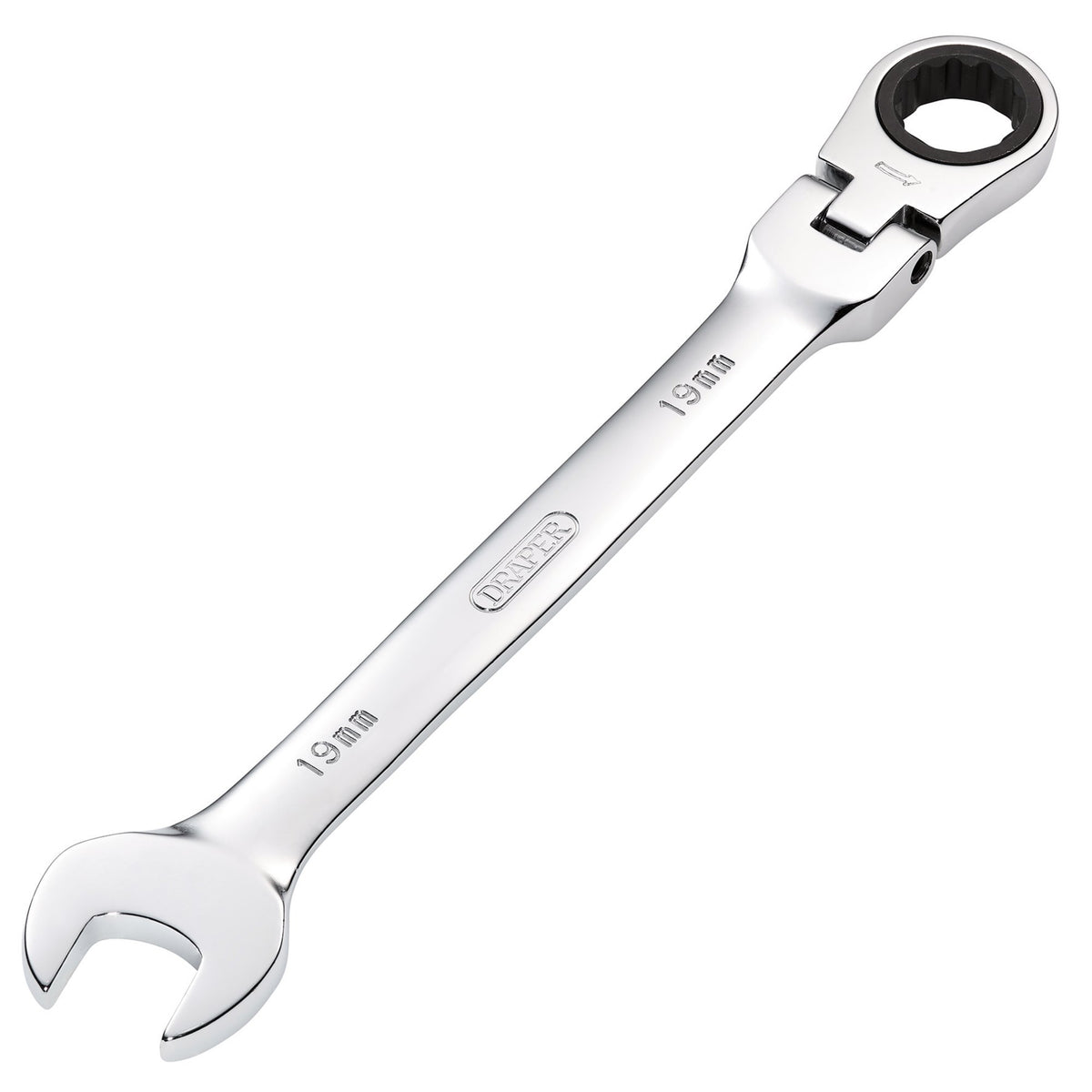 DRAPER 19mm Draper Hi-Torq ; Metric Flexible Head Ratcheting Combination Spanner: Model No.8230FMMB
