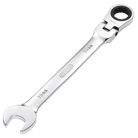 DRAPER 19mm Draper Hi-Torq ; Metric Flexible Head Ratcheting Combination Spanner: Model No.8230FMMB