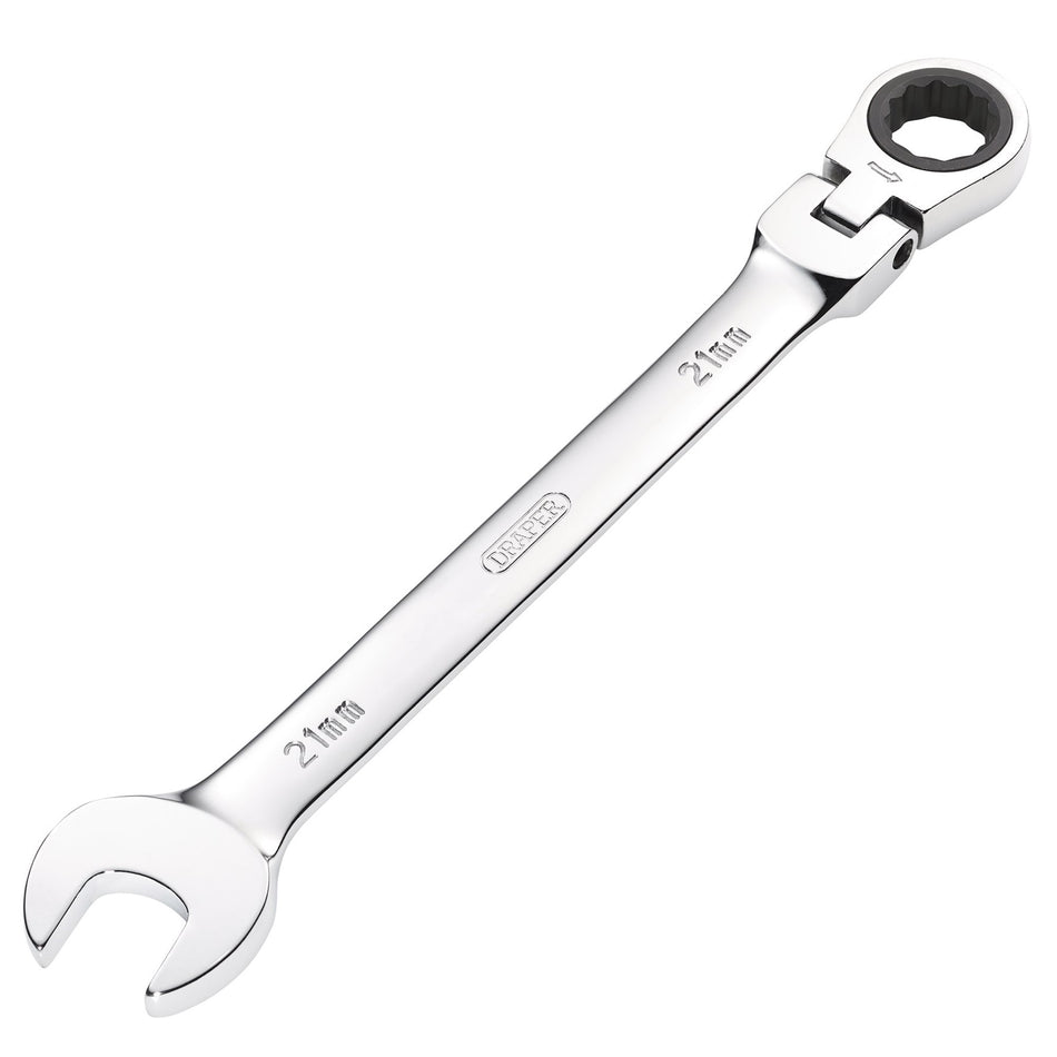 DRAPER 21mm Draper Hi-Torq ; Metric Flexible Head Ratcheting Combination Spanner: Model No.8230FMMB