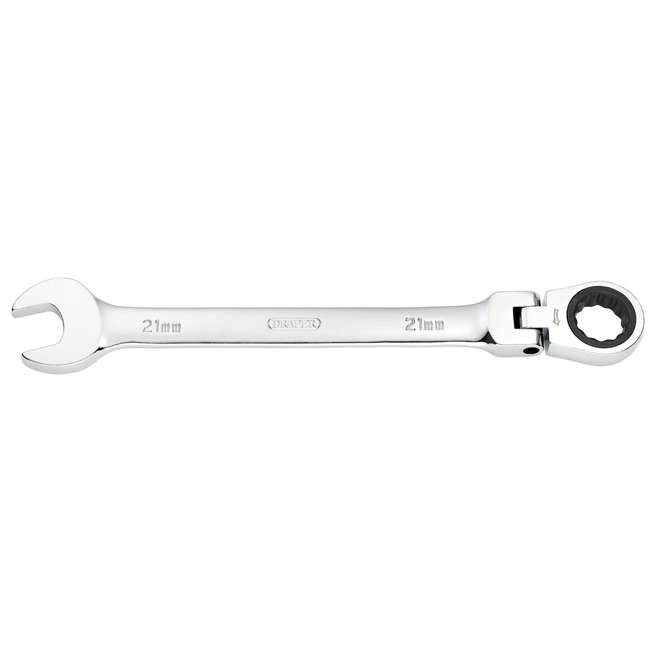 DRAPER 21mm Draper Hi-Torq ; Metric Flexible Head Ratcheting Combination Spanner: Model No.8230FMMB