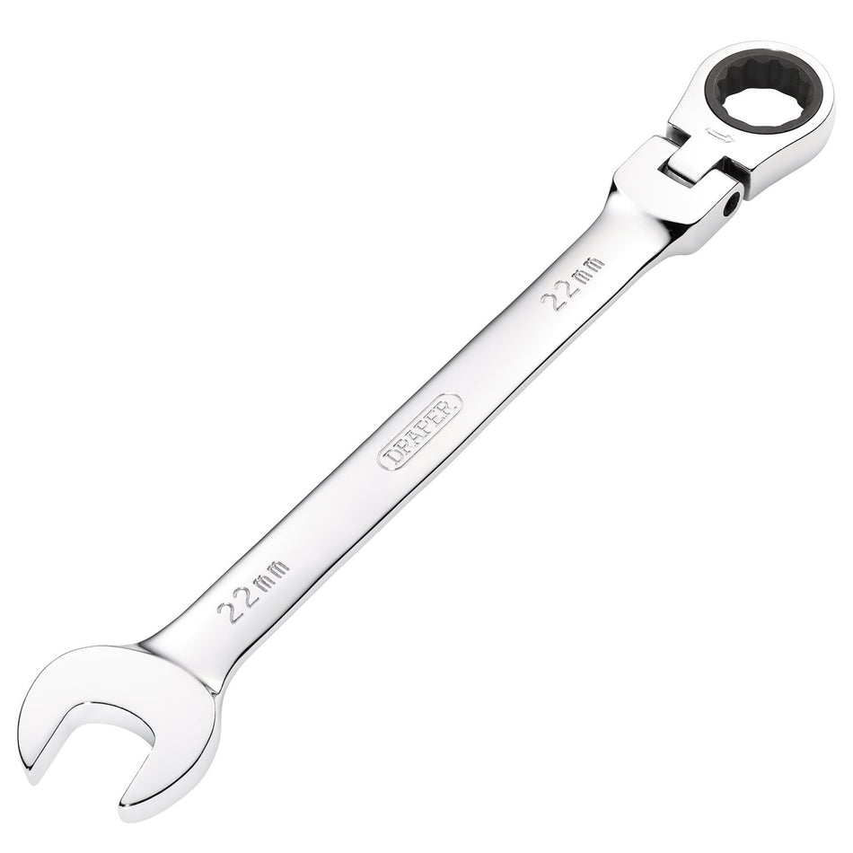 DRAPER 22mm Draper Hi-Torq ; Metric Flexible Head Ratcheting Combination Spanner: Model No.8230FMMB