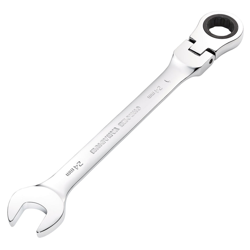 DRAPER 24mm Draper Hi-Torq ; Metric Flexible Head Ratcheting Combination Spanner: Model No.8230FMMB