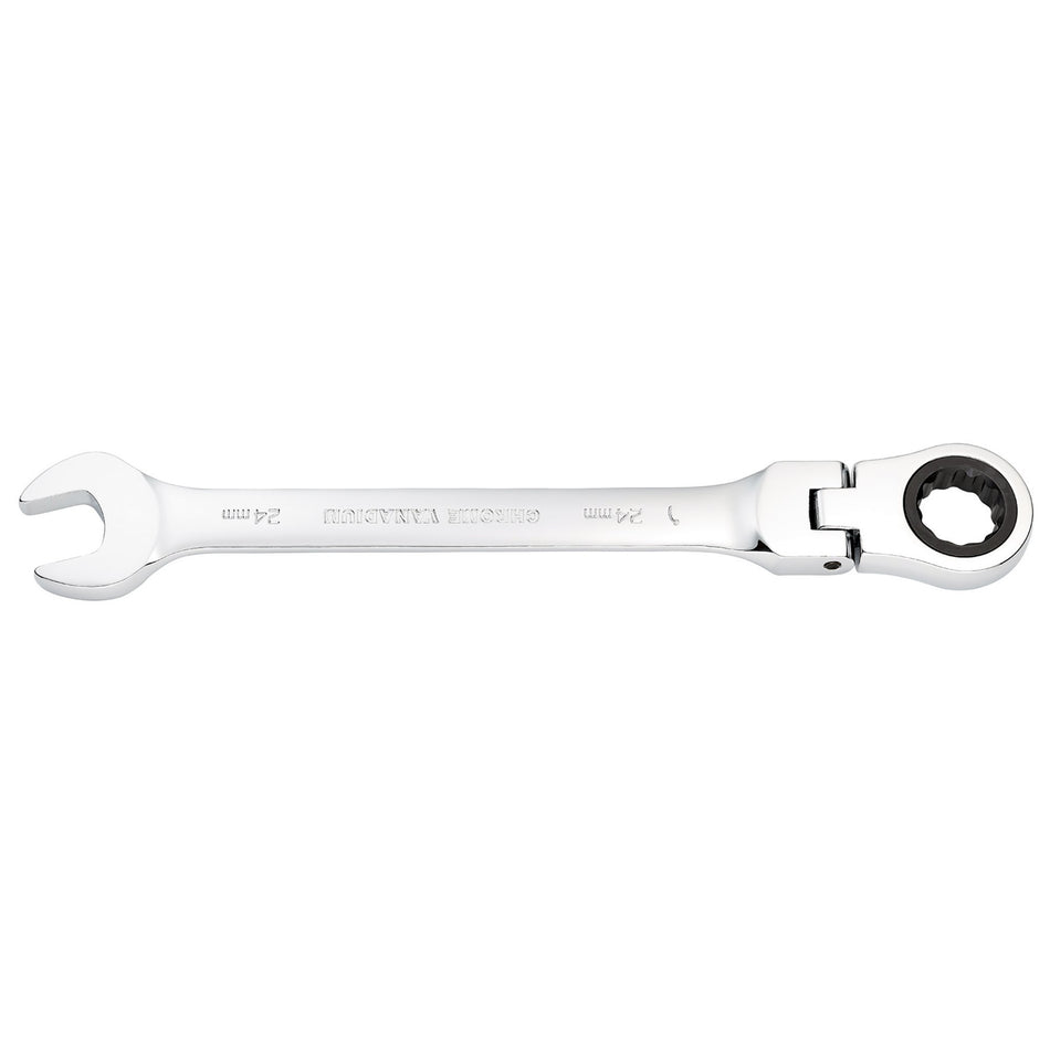 DRAPER 24mm Draper Hi-Torq ; Metric Flexible Head Ratcheting Combination Spanner: Model No.8230FMMB