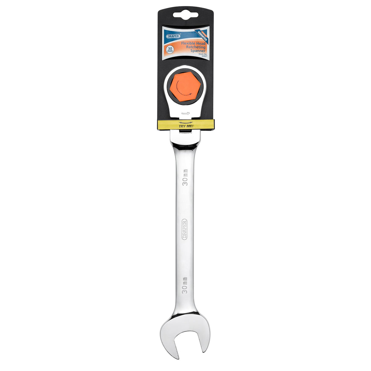 DRAPER 30mm Draper Hi-Torq ; Metric Flexible Head Ratcheting Combination Spanner: Model No.8230FMMB