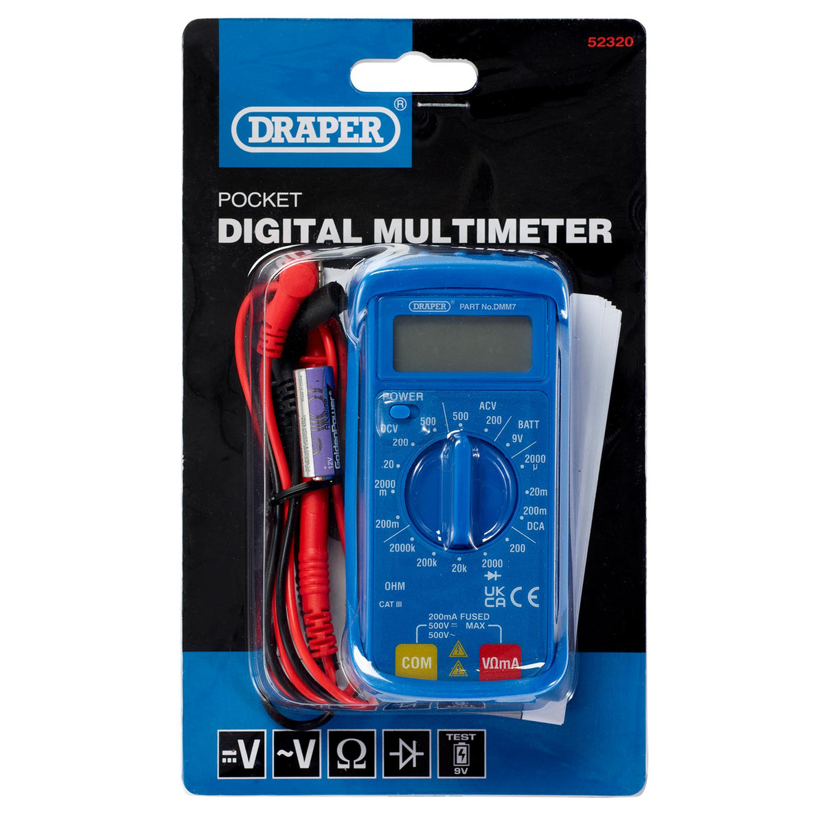 DRAPER 16 Function Digital Multimeter: Model No.DMM7