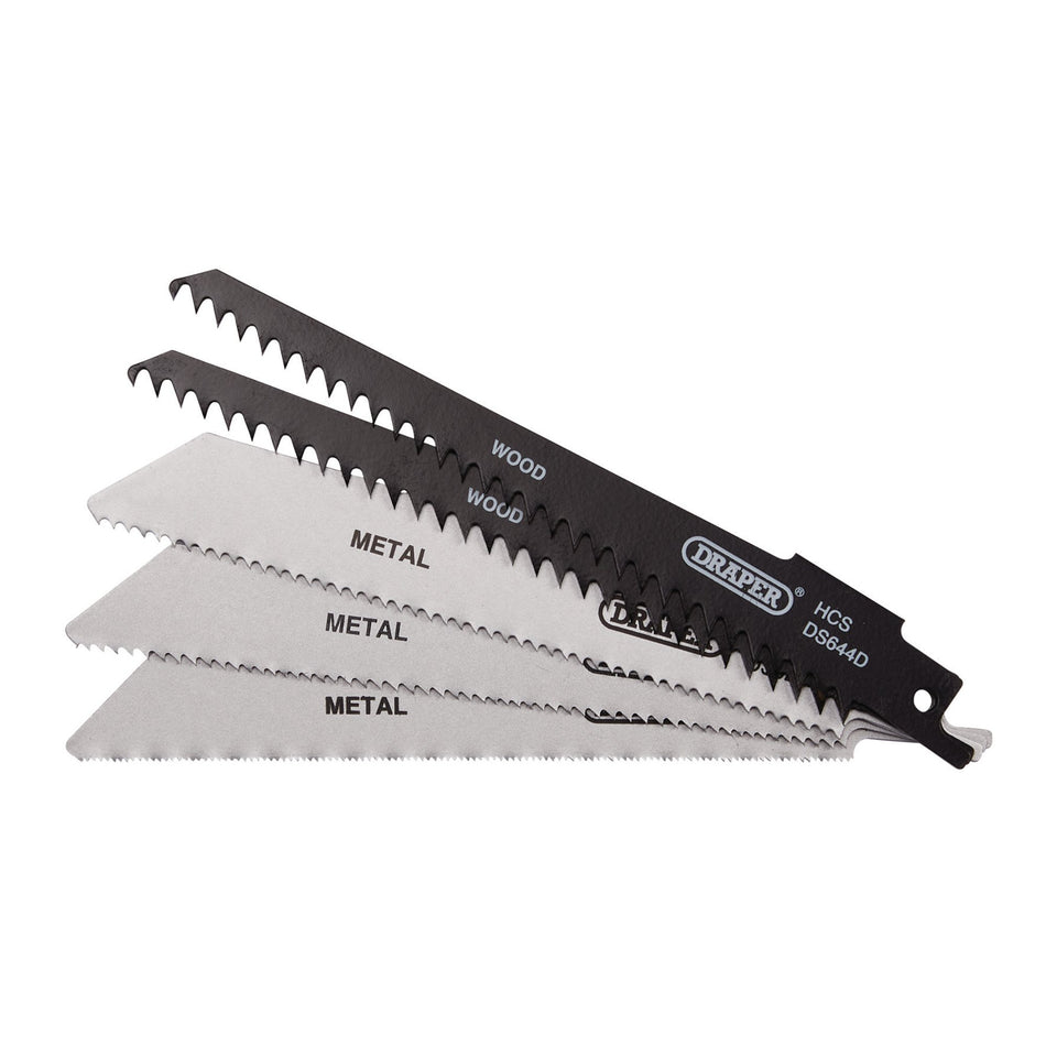 Assorted Reciprocating Saw Blades for Multi-Purpose Cutting, 150mm (Pack of 5): Model No. RSBCOM5