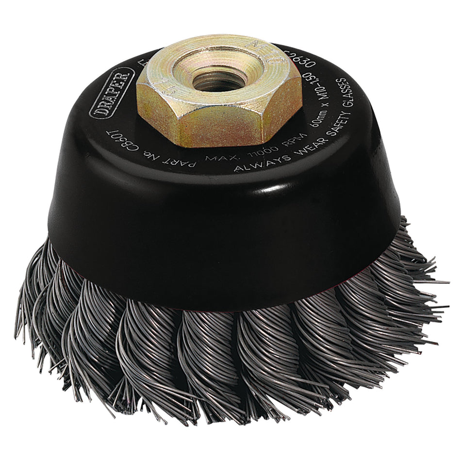 DRAPER Expert 60mm x M10 Twist Knot Wire Cup Brush: Model No.CB60T