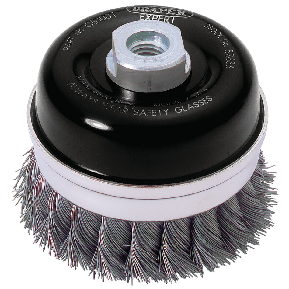 DRAPER Expert 100mm x M14 Twist Knot Wire Cup Brush: Model No.CB100T