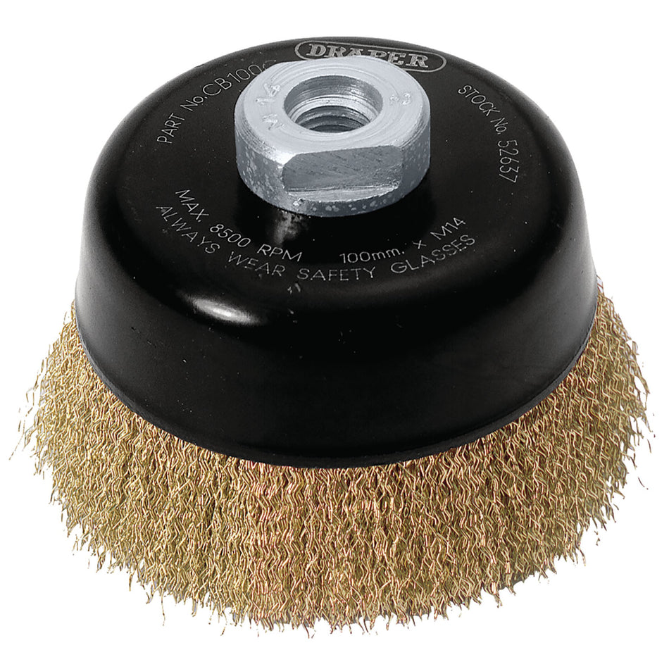 DRAPER Expert 100mm x M14 Crimped Wire Cup Brush: Model No.CB100C