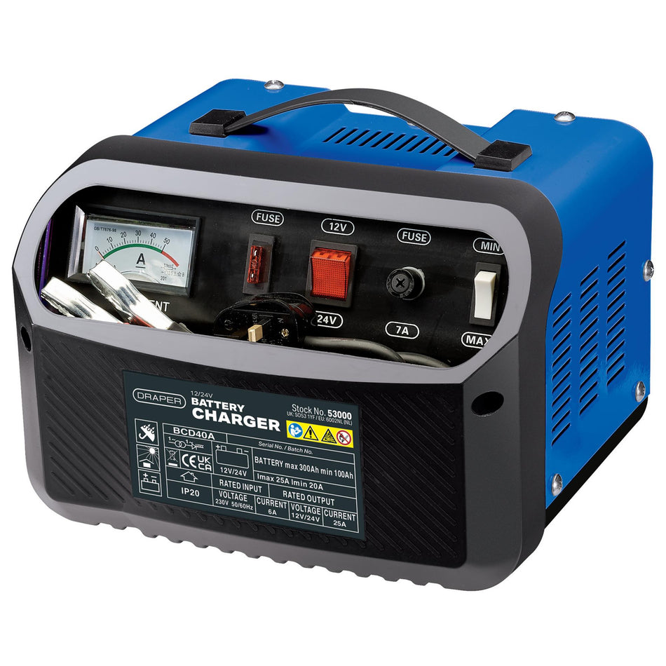 Draper 12/24V 20-25A Battery Charger Model No. BCD40A