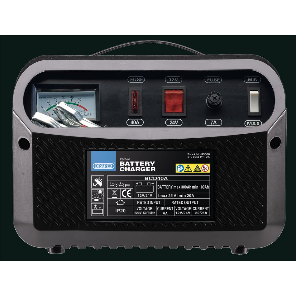 Draper 12/24V 20-25A Battery Charger Model No. BCD40A