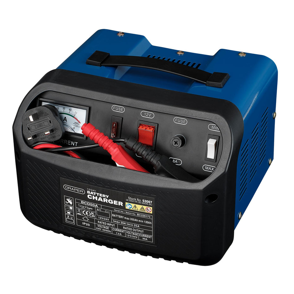 Draper 12/24V 120-350A Battery Charger Model No. BCD50A