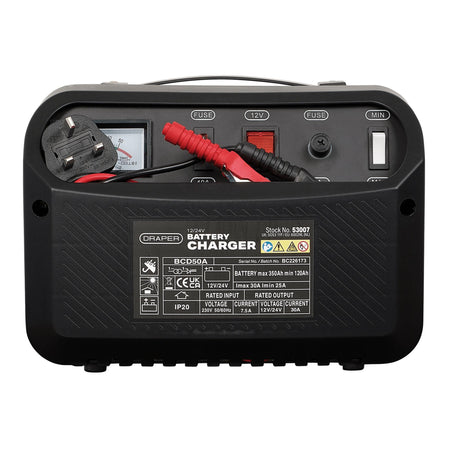 Draper 12/24V 120-350A Battery Charger Model No. BCD50A