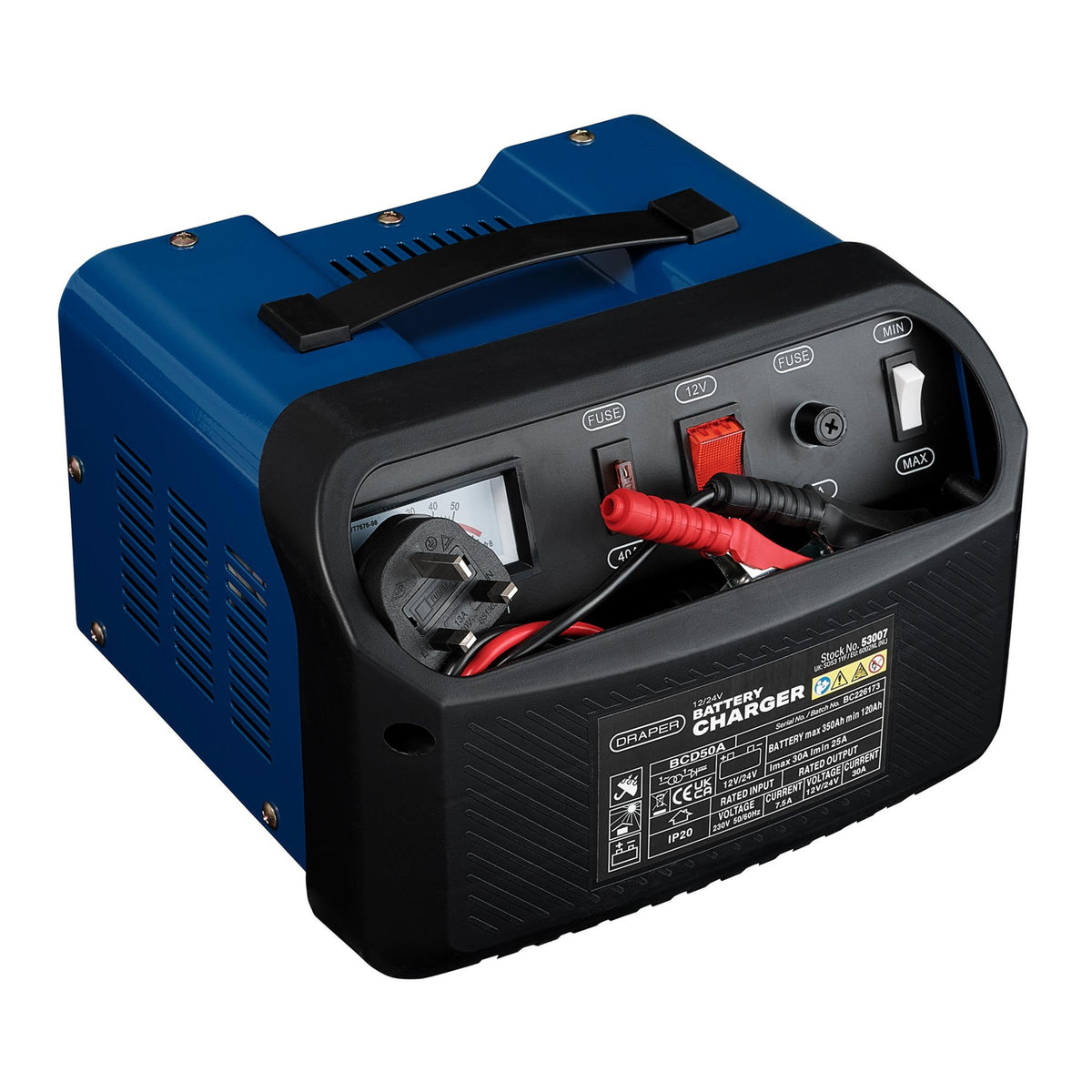 Draper 12/24V 120-350A Battery Charger Model No. BCD50A