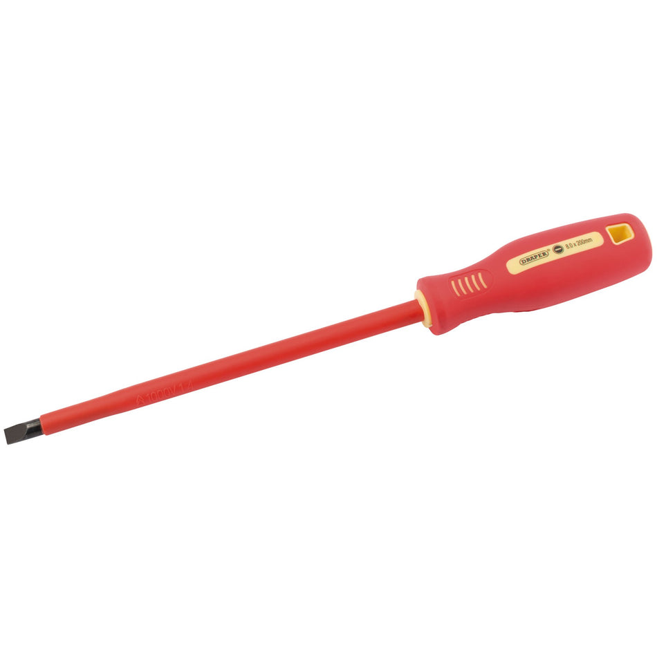 DRAPER 8mm x 200mm Fully Insulated Plain Slot Screwdriver.: Model No.952B